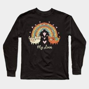 My Rainbow Cat is My Valentine Long Sleeve T-Shirt